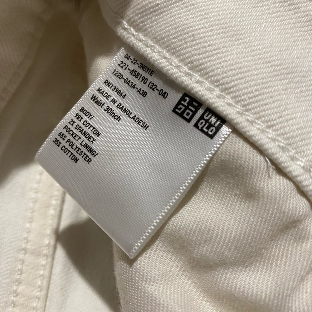 Uniqlo White Straight Leg Jeans Size 30 - Picture 3 of 3